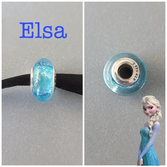 BOGO! Bundle to get the discount!! 925 Silver Elsa Murano Disney Princess Charm - Picture 1 of 1